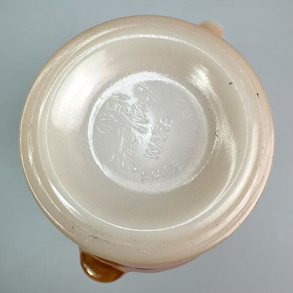 Fire King Peach Lustre Sugar Bowl & Creamer Leaf Set Anchor Hocking Vintage - Picture 7 of 12